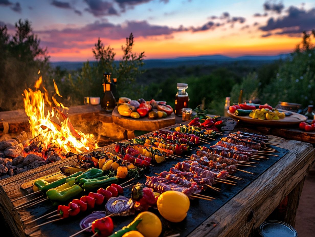 Delicious salmon and zucchini skewers ready for grilling