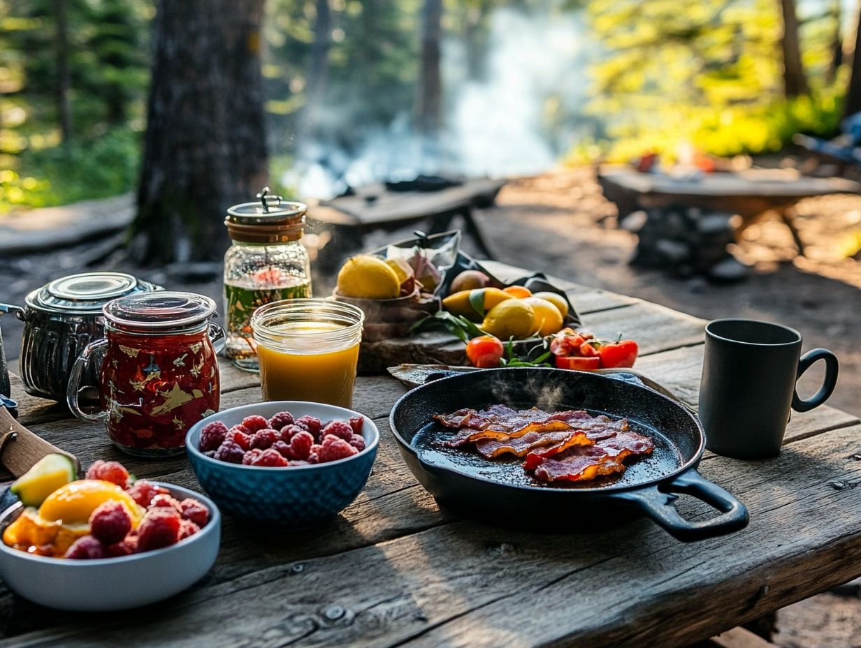 Graphic representation of key takeaways for easy camping breakfast ideas.