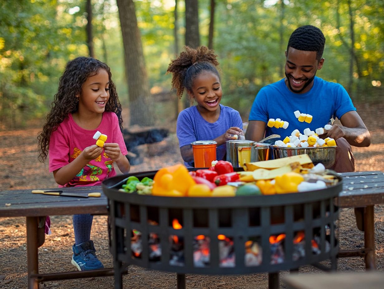 Visual summary of key takeaways for kid-friendly fire pit cooking.