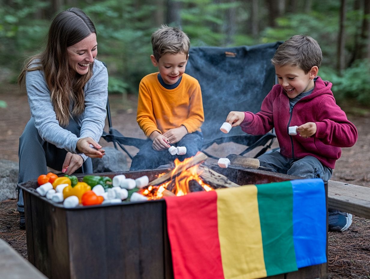 Kids enjoying fun cooking activities over a fire pit