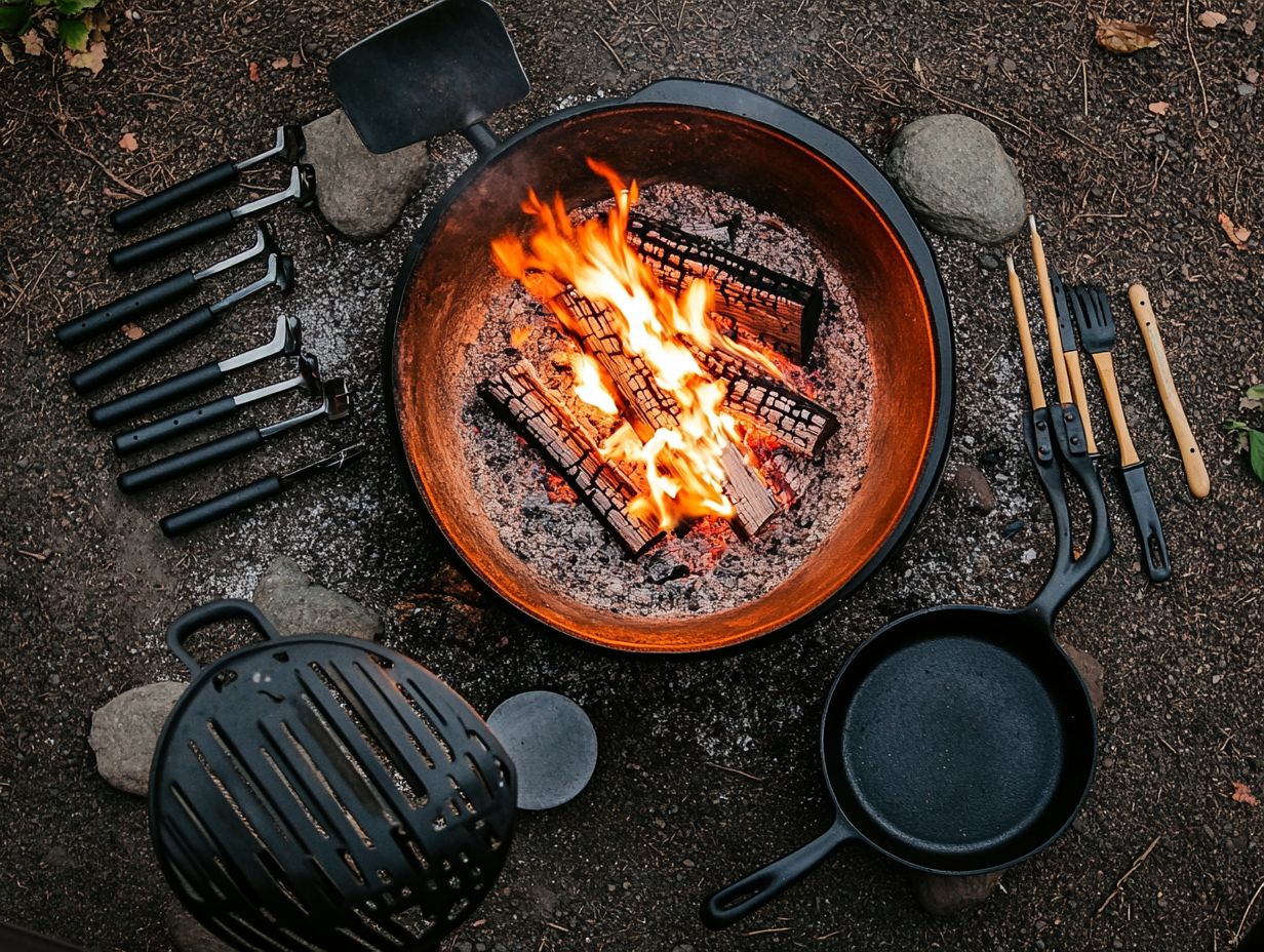 A variety of seasonings and spices for campfire cooking