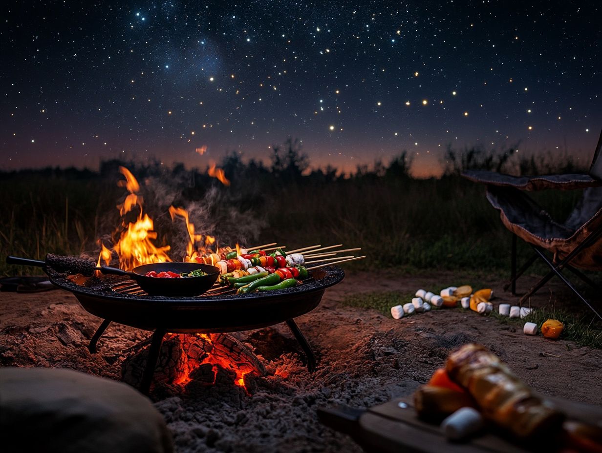 A variety of tools and techniques for cooking over a fire pit.