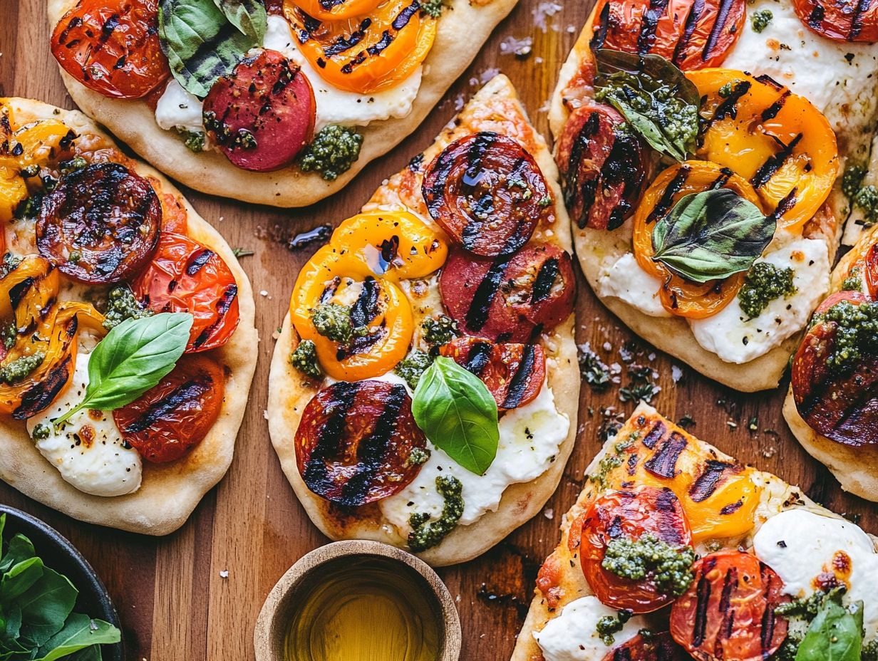 A delicious selection of grilled pizza toppings