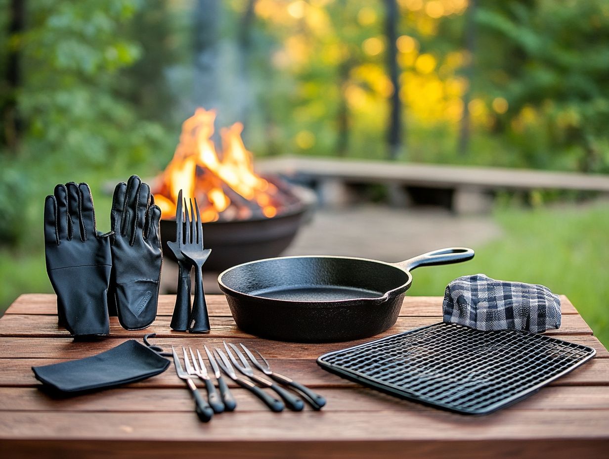 Image showcasing fire pit cooking accessories