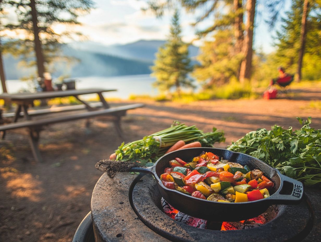 Illustration of frequently asked questions about cooking vegetables while camping