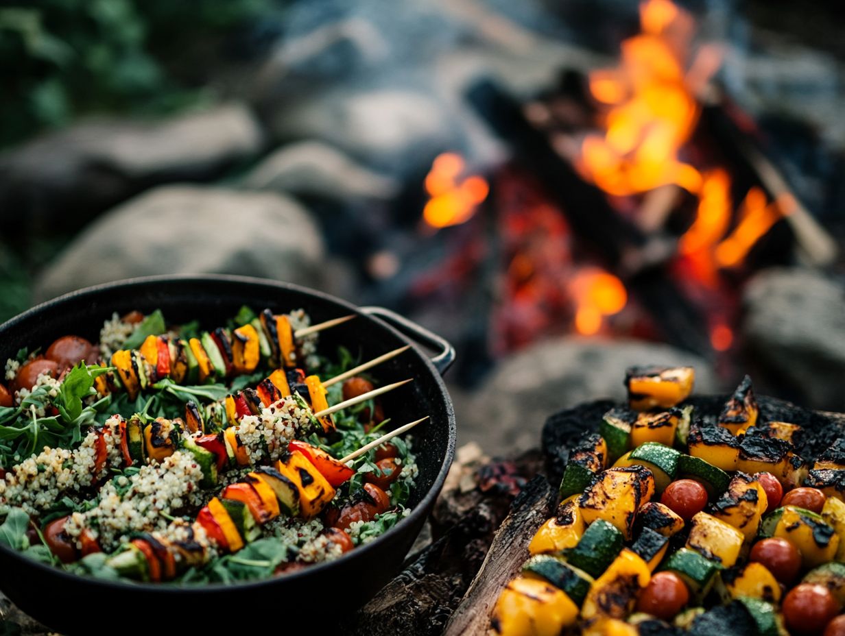 An assortment of easy vegan camping recipes displayed.