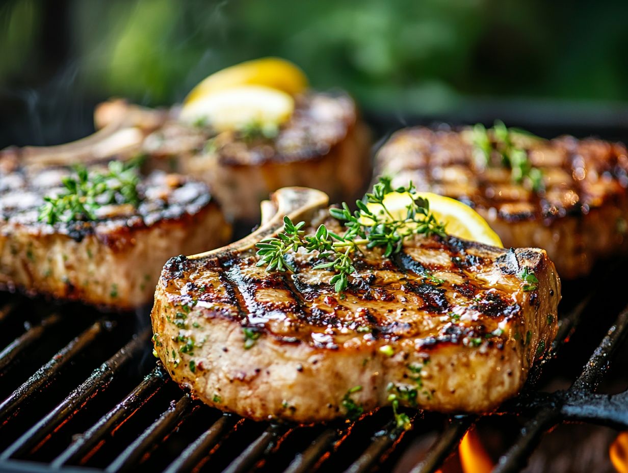 Pork chops resting after grilling to retain juices