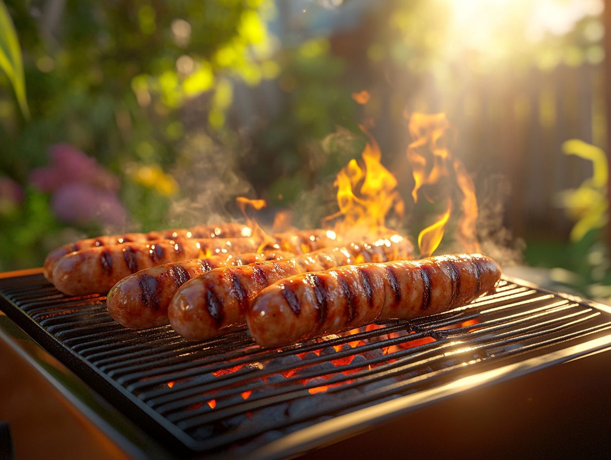 Grilled sausages with perfect grill marks.