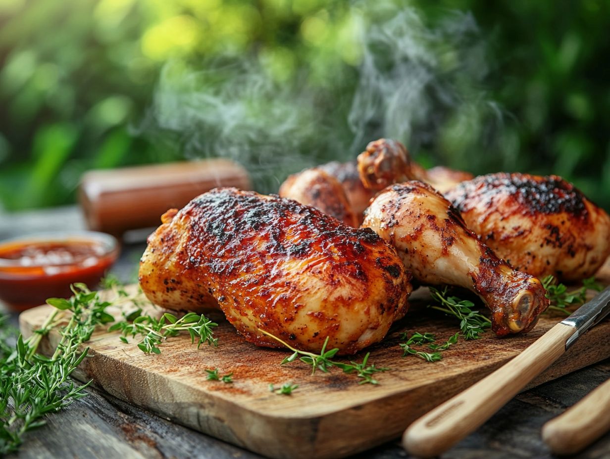 A beautifully smoked chicken resting before serving