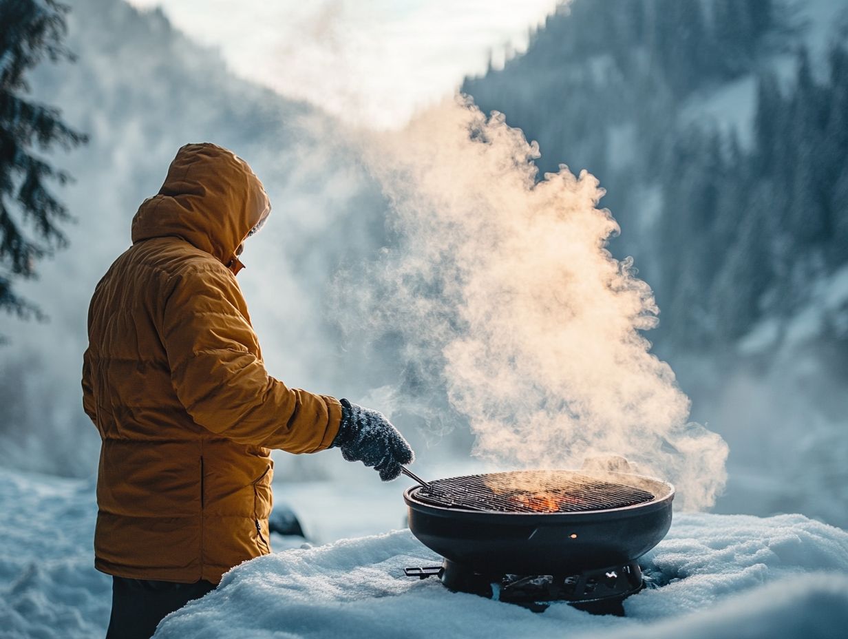 Illustration of a wind barrier for winter grilling