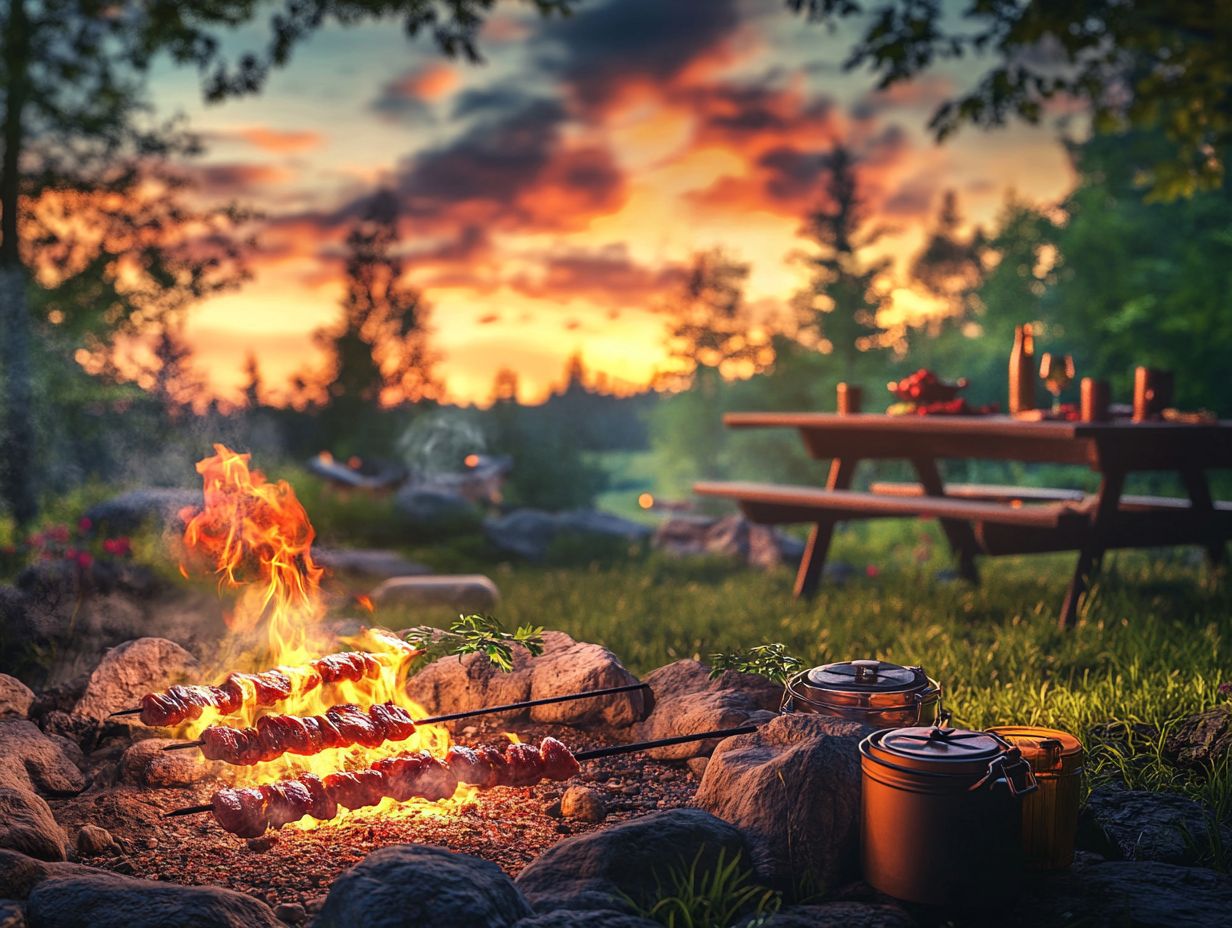 A variety of delicious recipes for cooking meat while enjoying a camping trip.