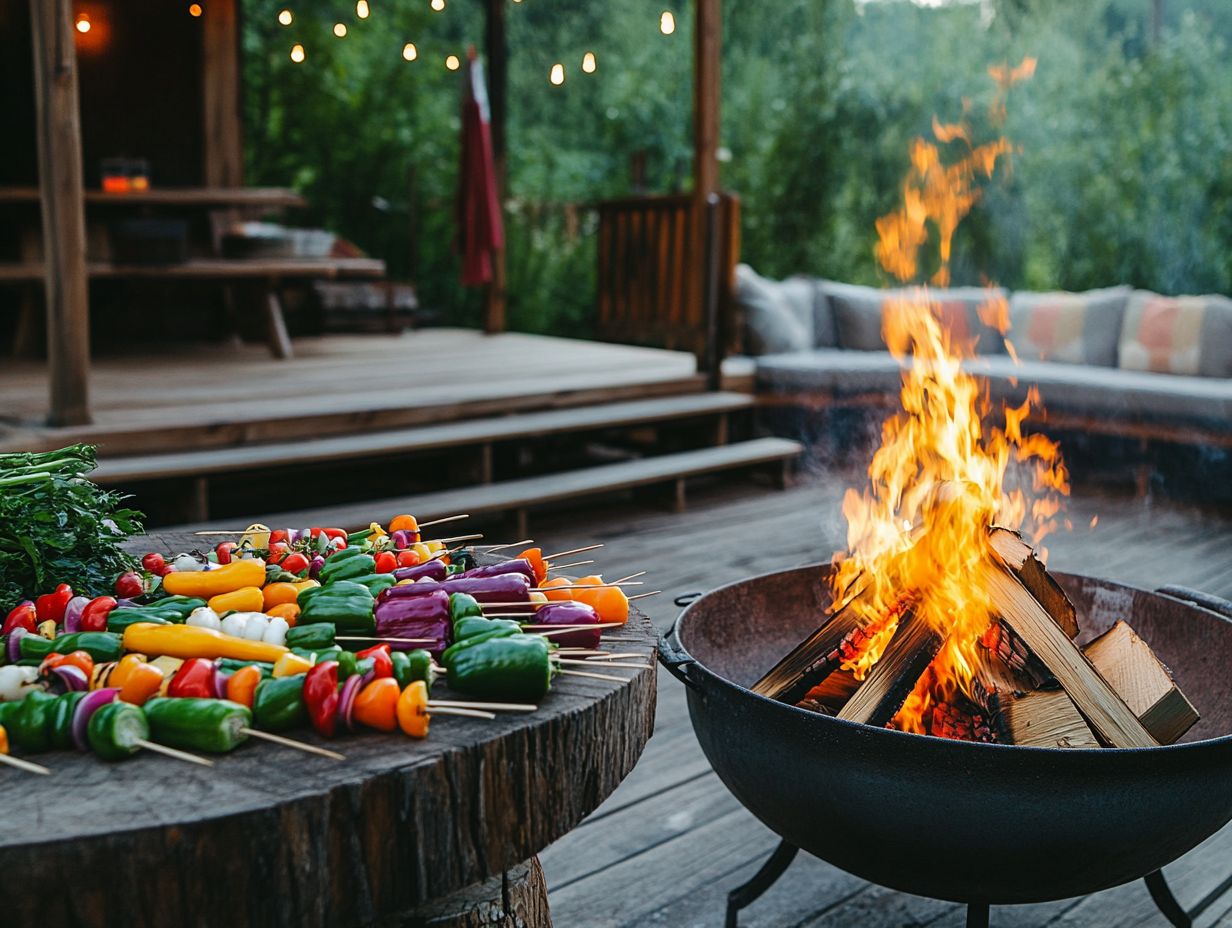 Delicious grilled fruit kabobs ready for serving