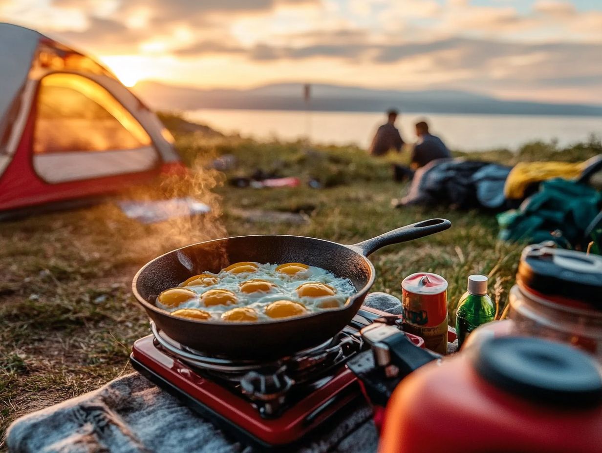 An infographic on cooking eggs while camping