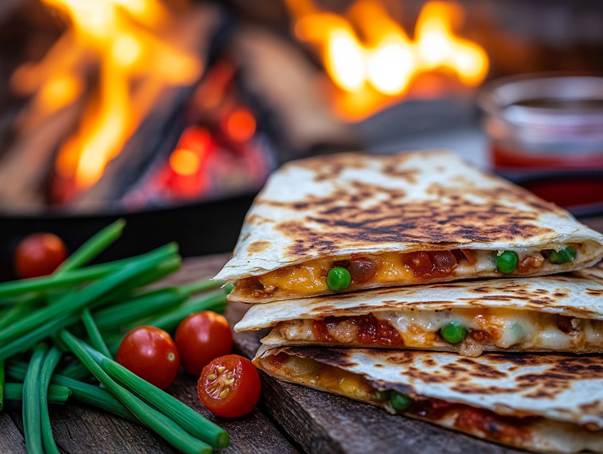 Delicious Easy Campfire Quesadillas being cooked