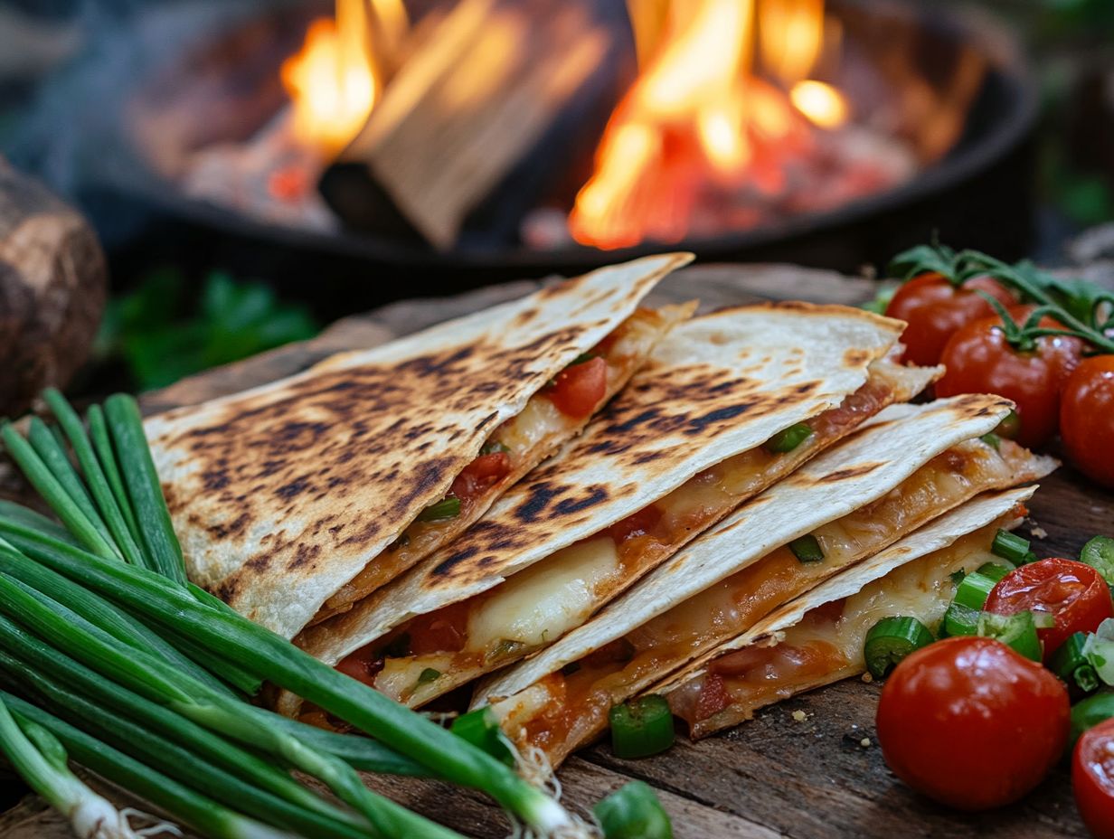 Delicious campfire quesadillas prepared outdoors