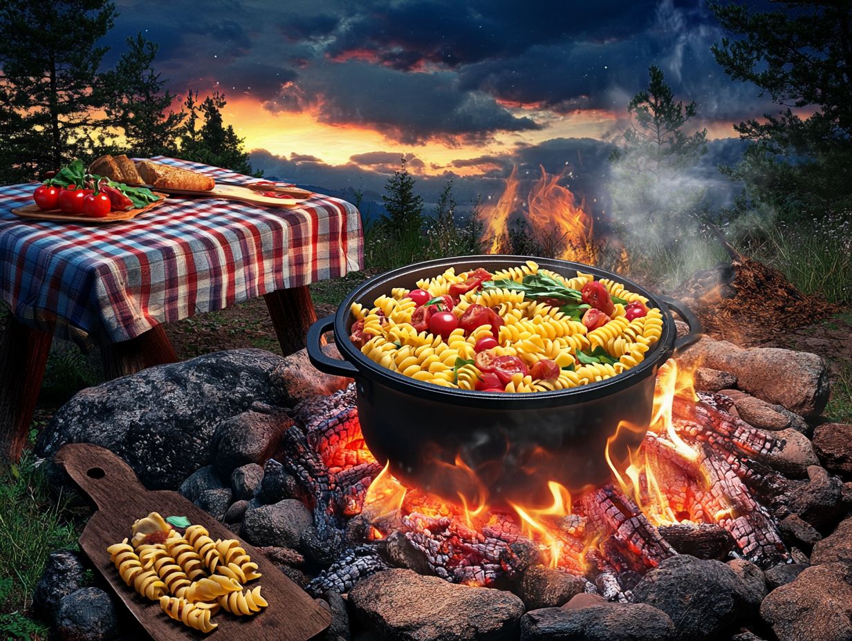 Image showing recommended cooking equipment for campfire pasta