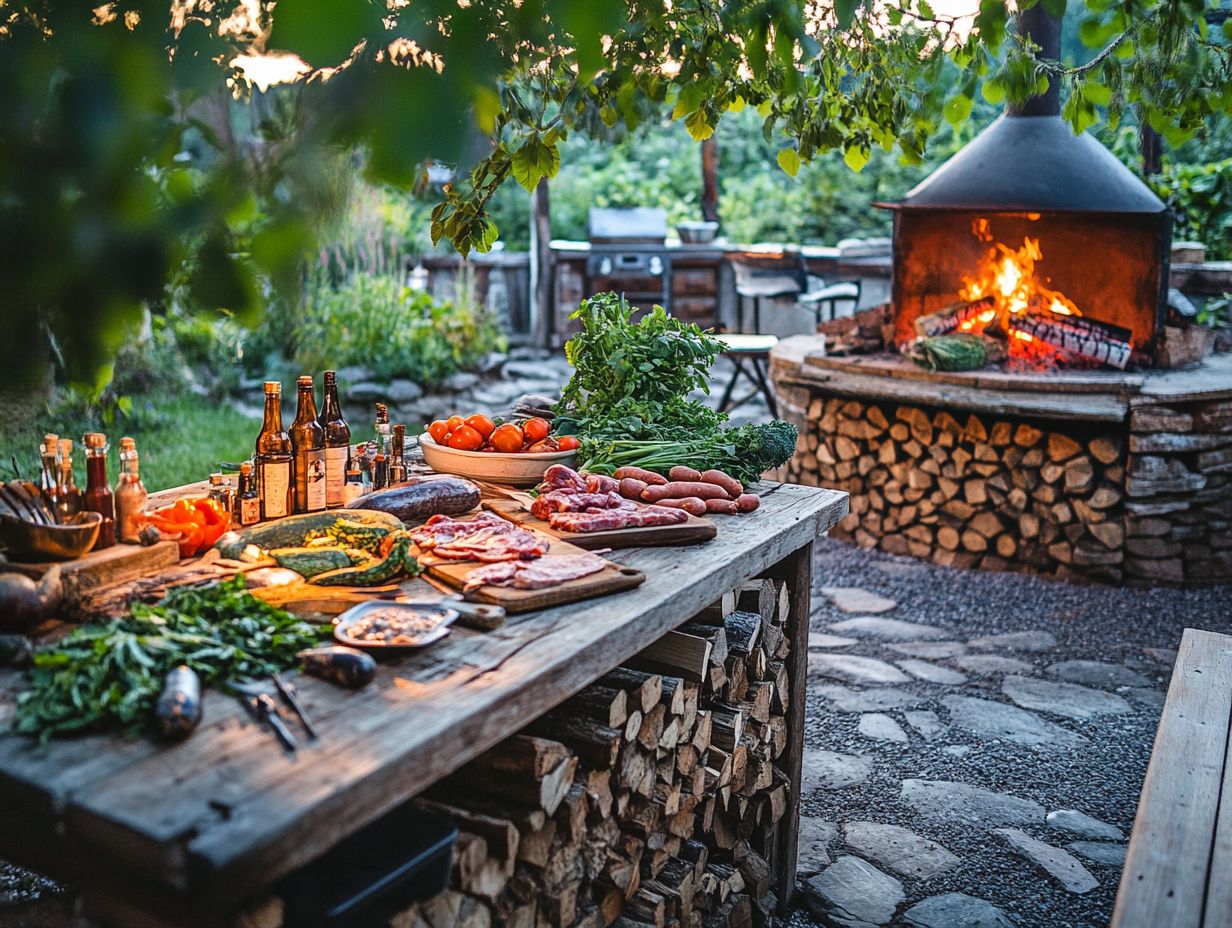 A visual guide to fire pit cooking showcasing various foods