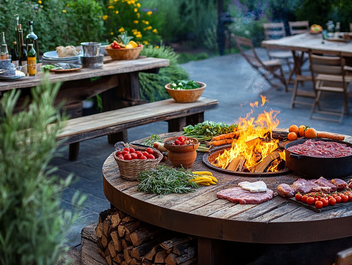 Infographic showcasing safety tips for fire pit cooking