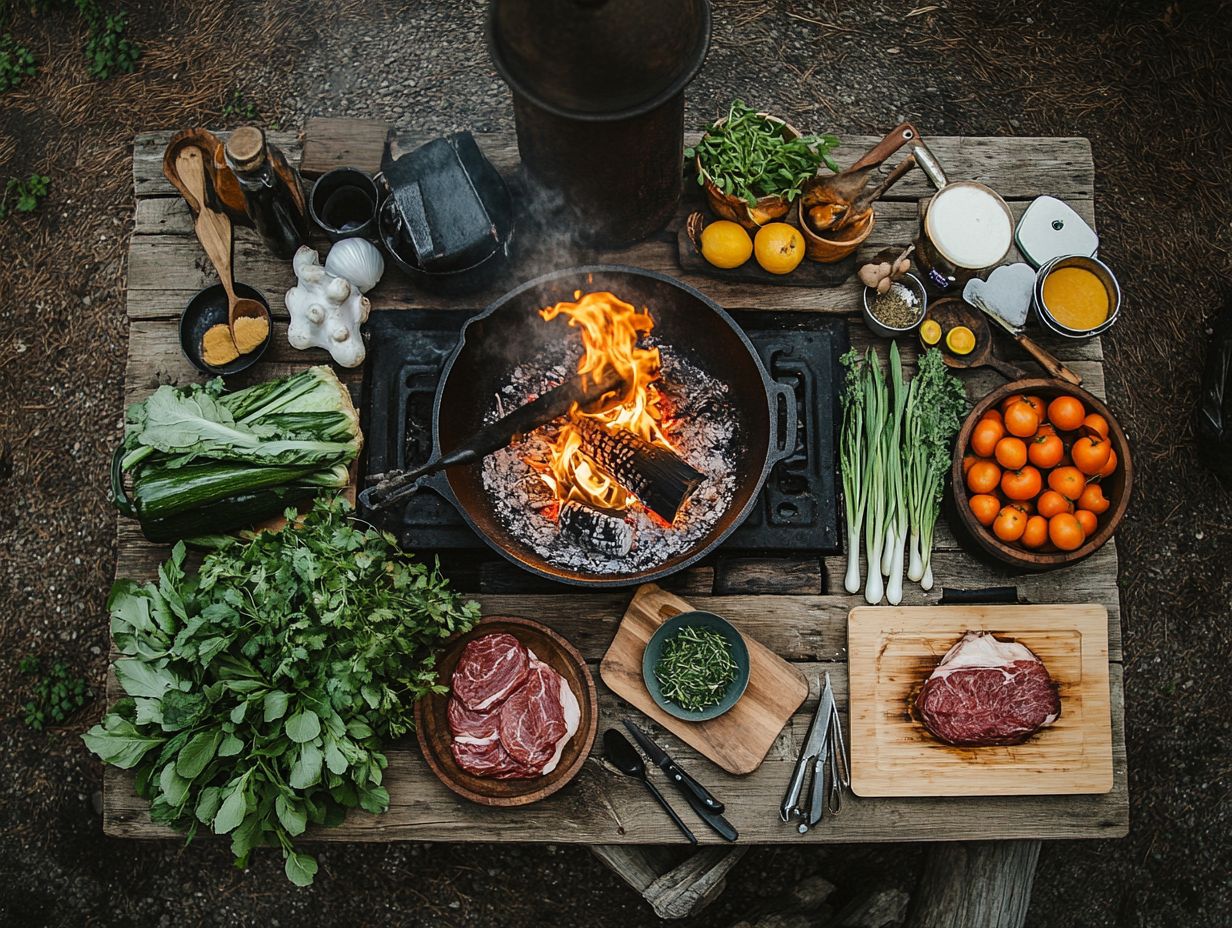 What are some good ingredients to use for fire pit cooking?