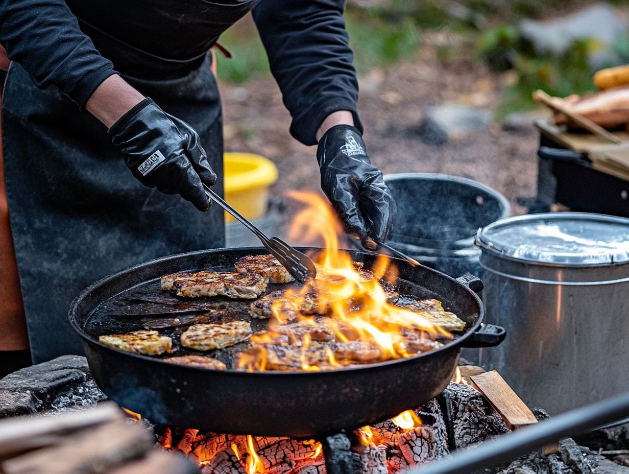 Illustration of essential cooking tips for fire pit cooking