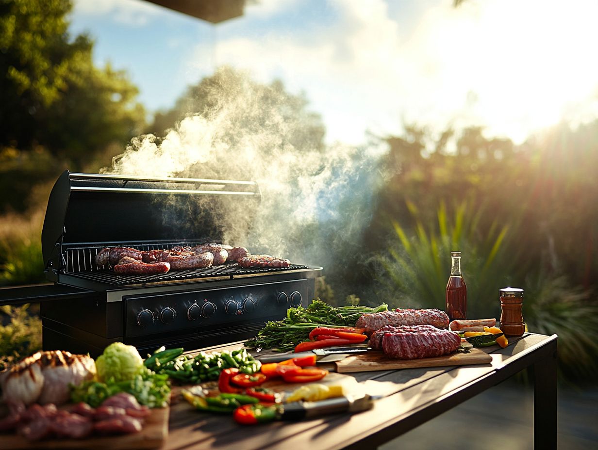 A variety of foods being grilled to perfection