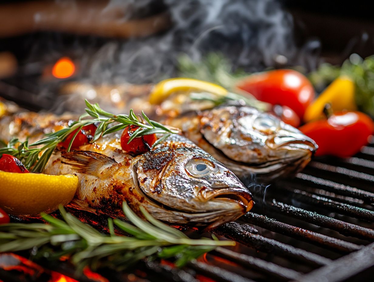 Deliciously served grilled seafood with vibrant sides