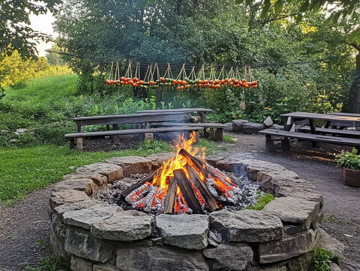 Image illustrating key takeaways for cooking over a fire pit.