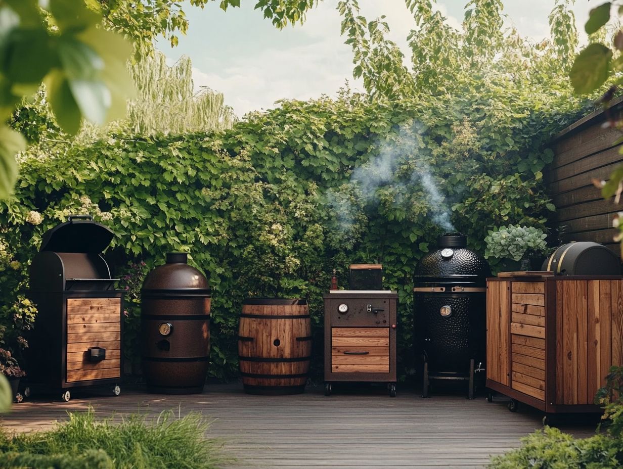 A range of propane smokers for outdoor cooking