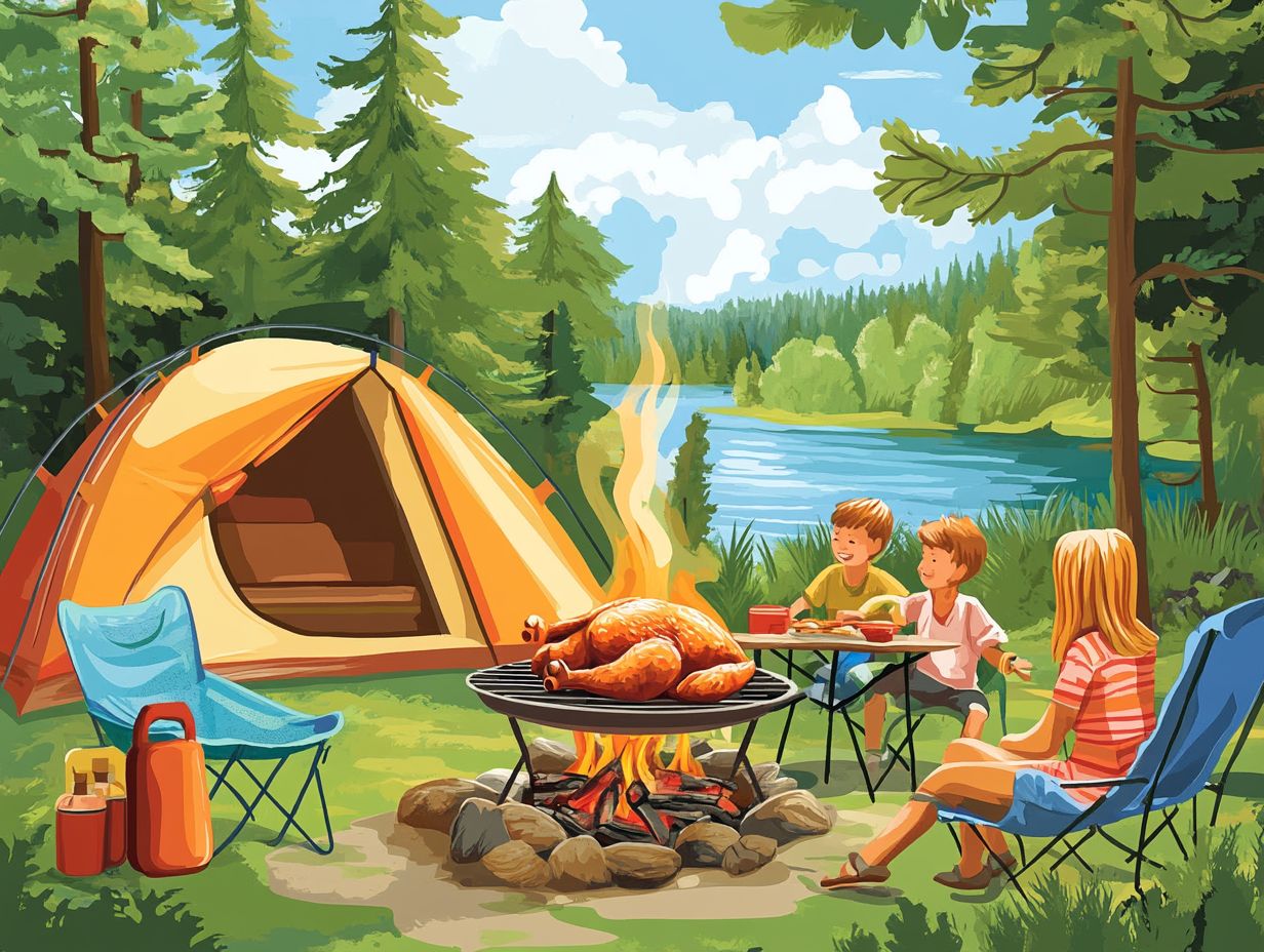 What equipment do I need to cook a whole chicken while camping?