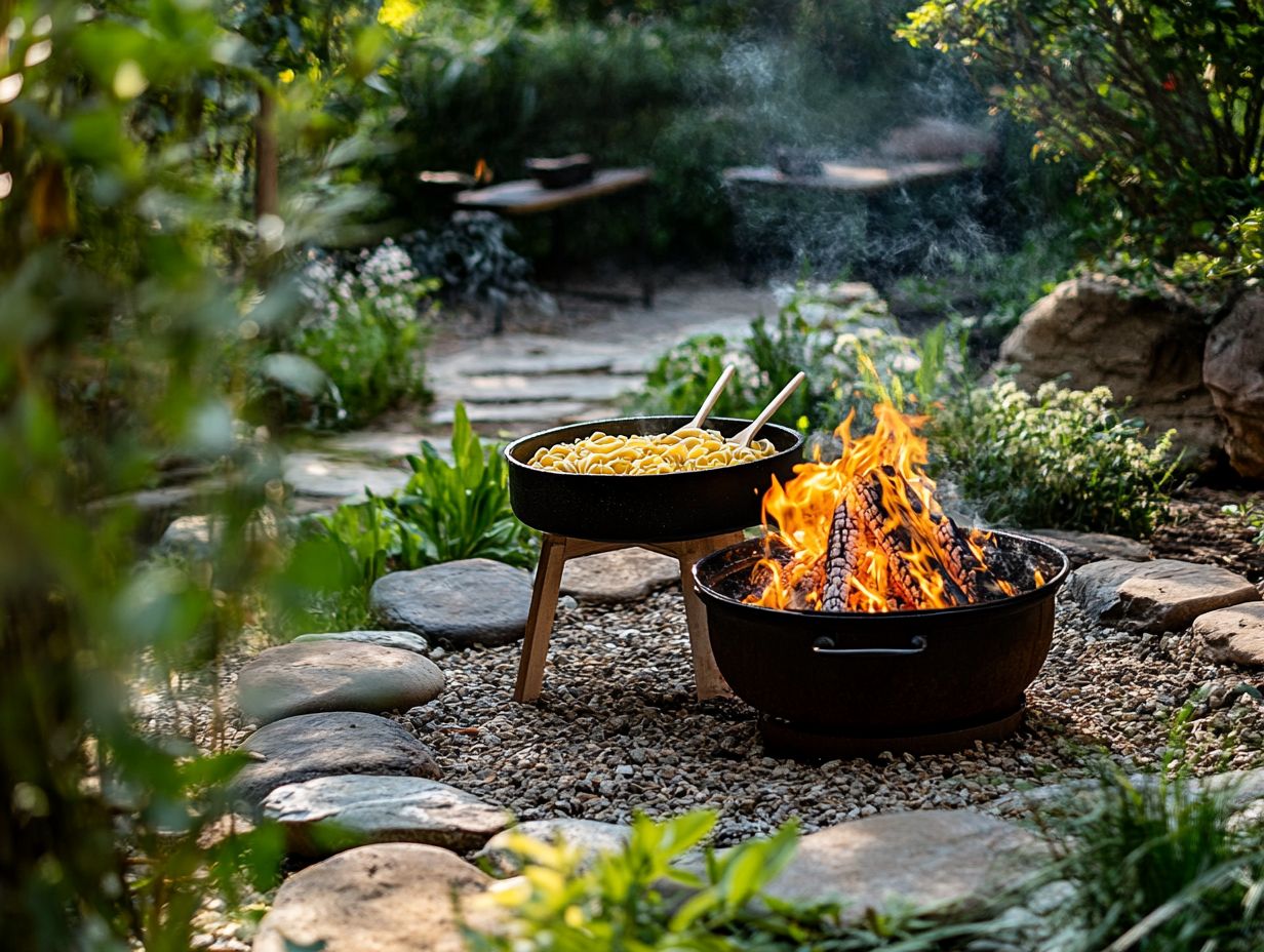 Cooking pasta using a Dutch oven or foil packets over a fire pit