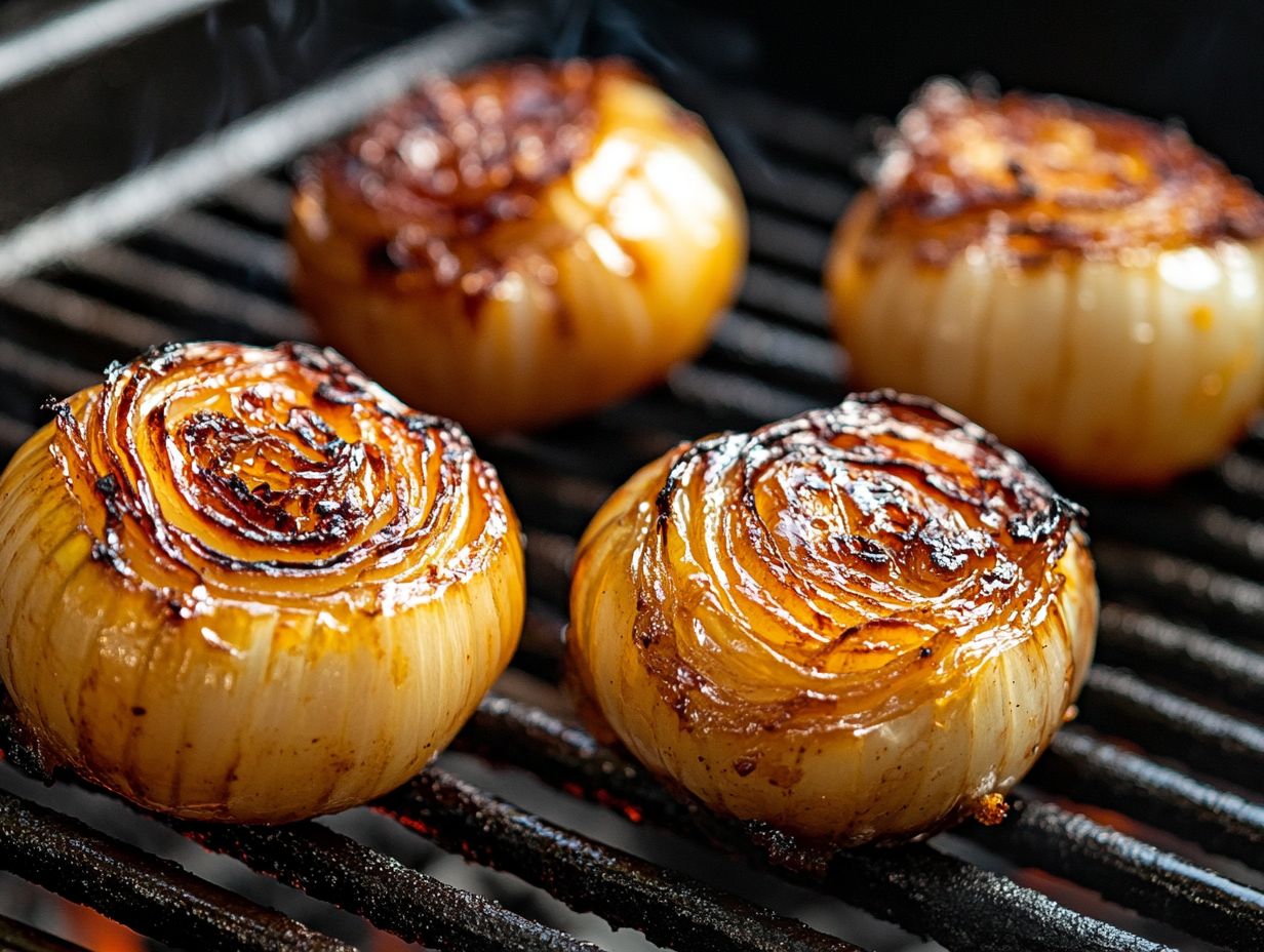 Visual summary of key takeaways for grilling onions.