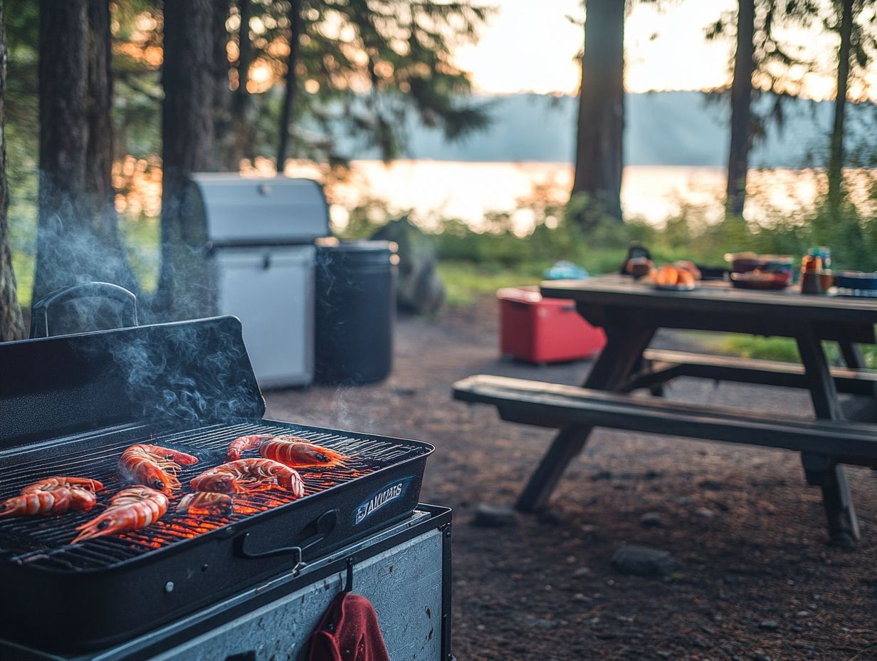 Different types of seafood suitable for grilling while camping