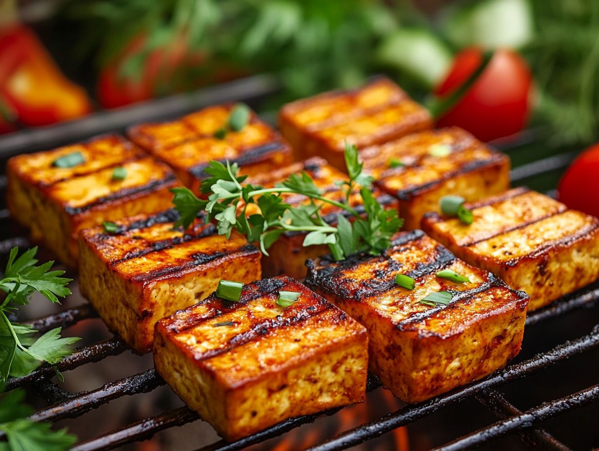 Infographic showing the best way to prepare tofu for grilling.