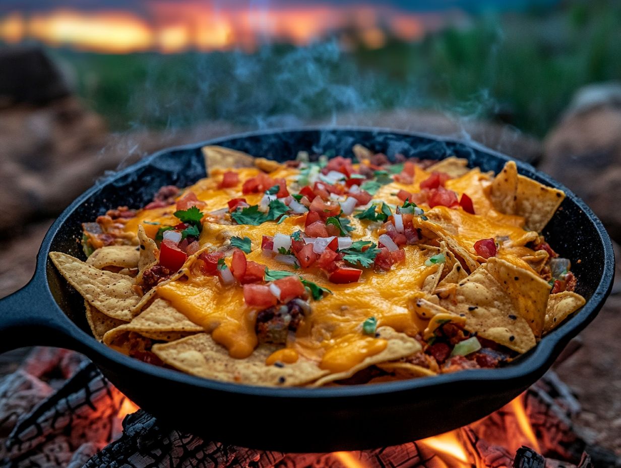 Delicious campfire nachos with vibrant toppings