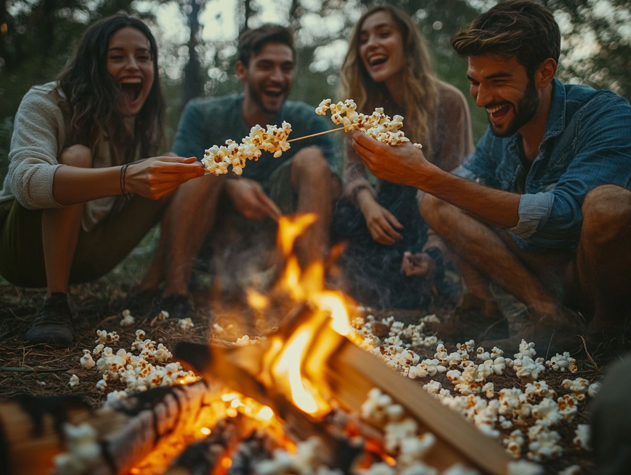 Delicious campfire popcorn made using a Dutch oven and foil packets