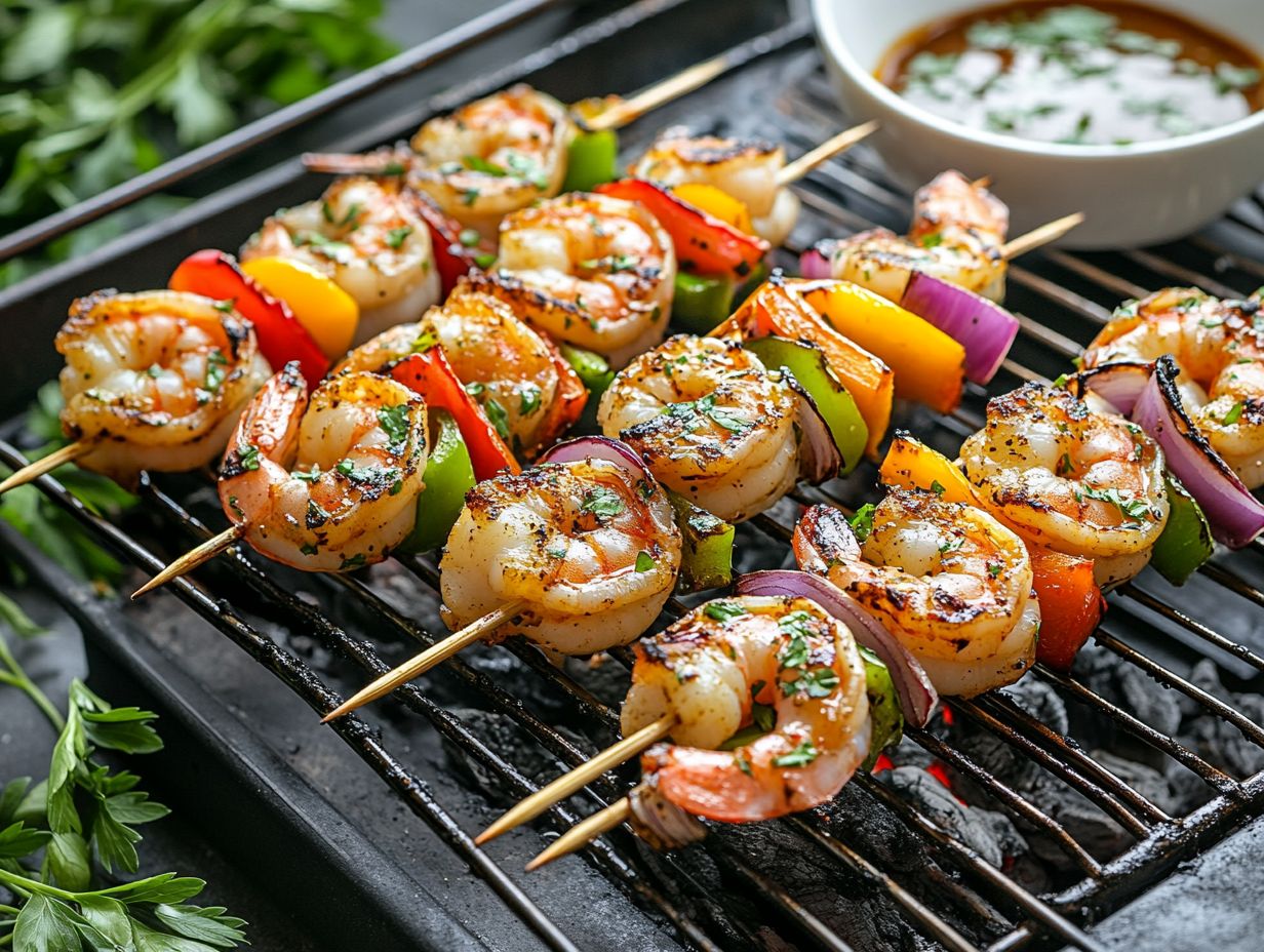 Illustration of Grilled Shrimp Skewers Instructions