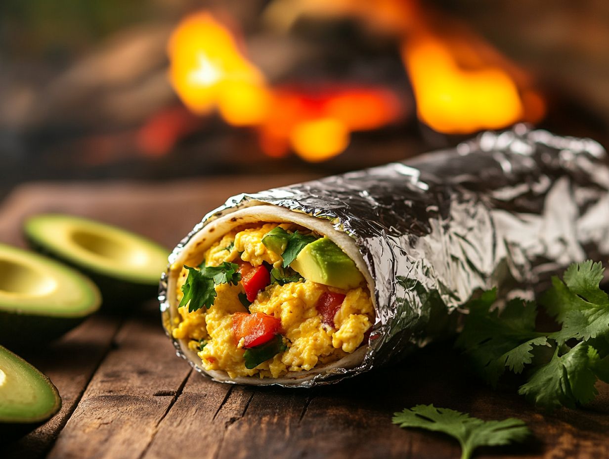 A variety of customizable ingredients for breakfast burritos