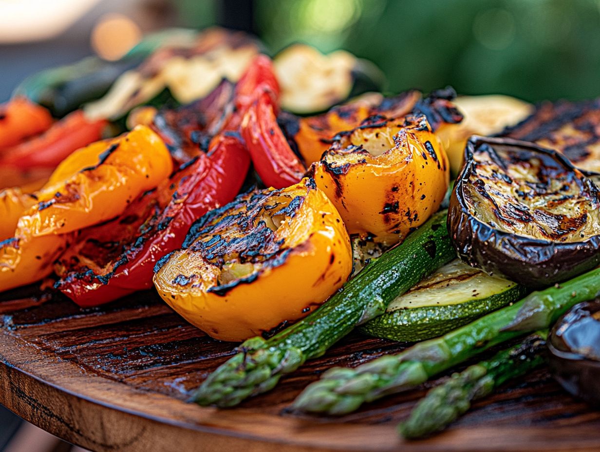 How should I prepare the vegetables before grilling?