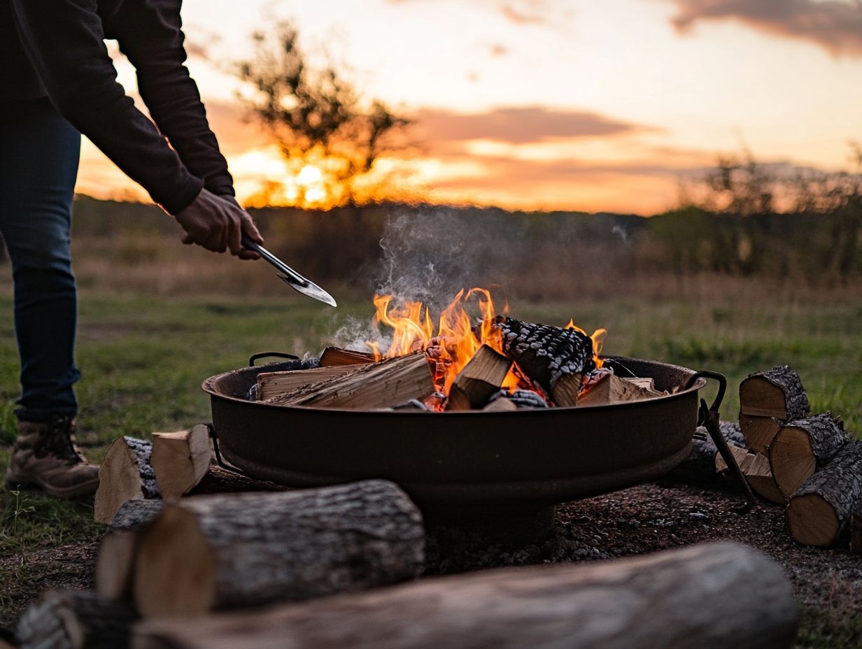 Illustration showing key takeaways for using a fire pit for cooking