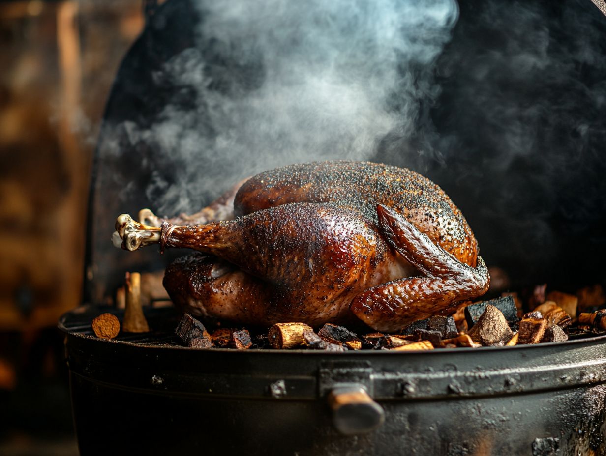 Deliciously served smoked turkey on a festive Thanksgiving table