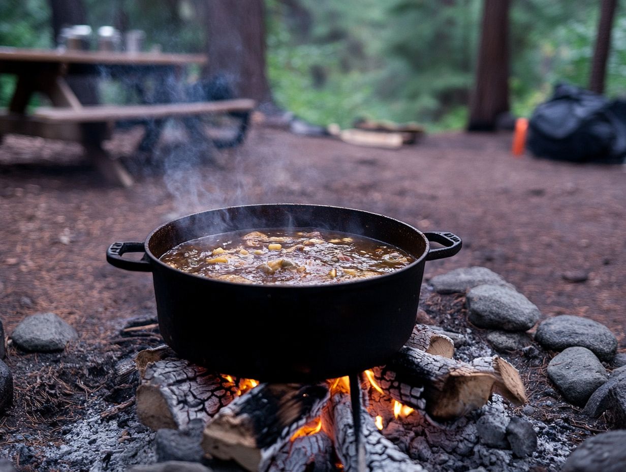 Illustration of Dutch oven cooking benefits during camping