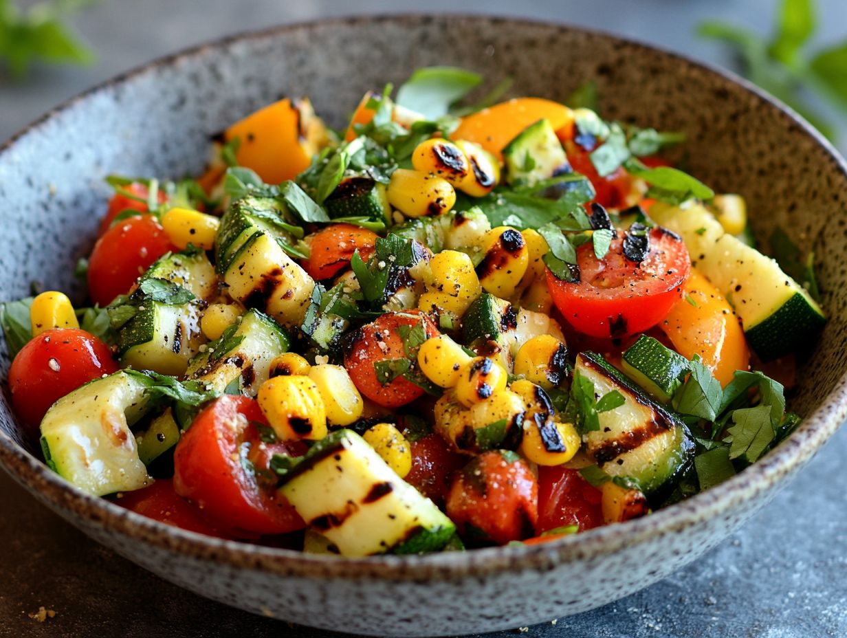 A colorful assortment of grilled salads for summer.