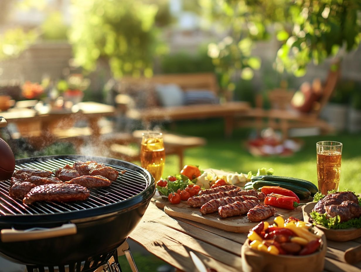 Delicious grilled meats and vegetables for game day