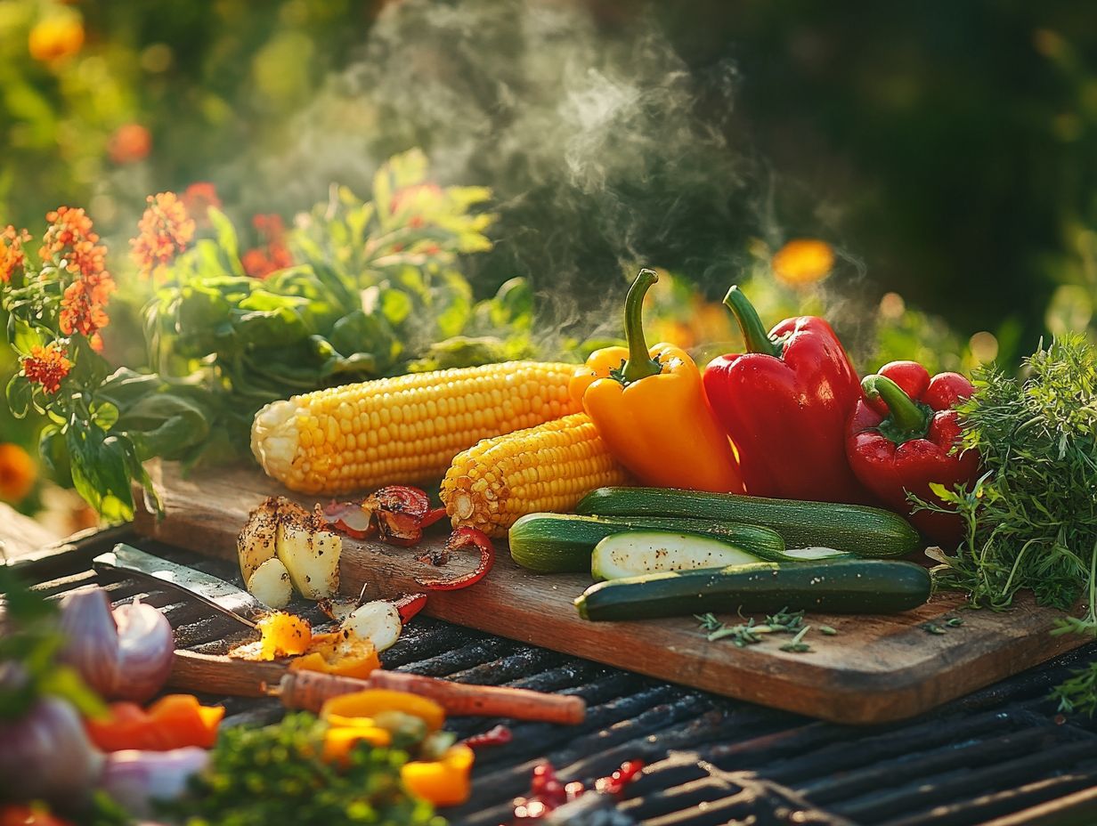 A variety of colorful vegetables ready for grilling.