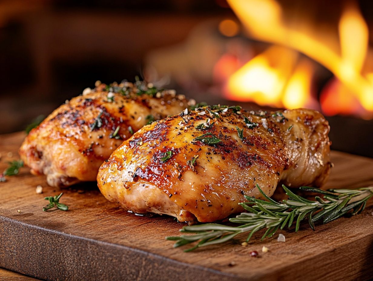 Fire pit setup for grilling chicken