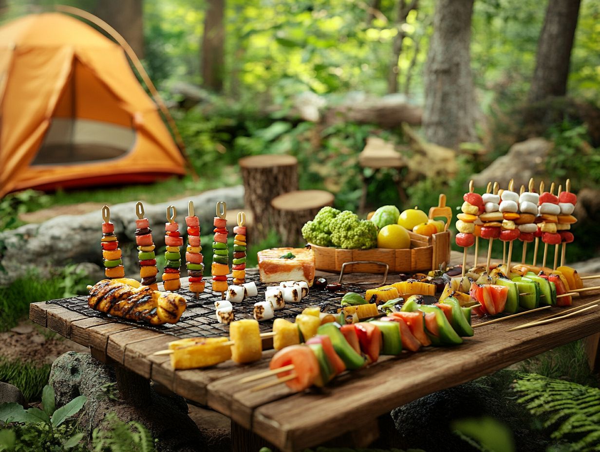 Colorful grilled fruit kabobs