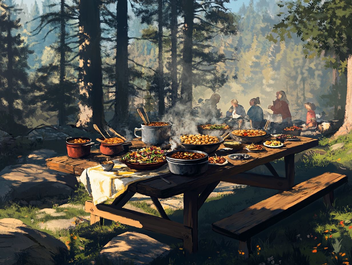 A collage of the top 5 camping meals for large groups