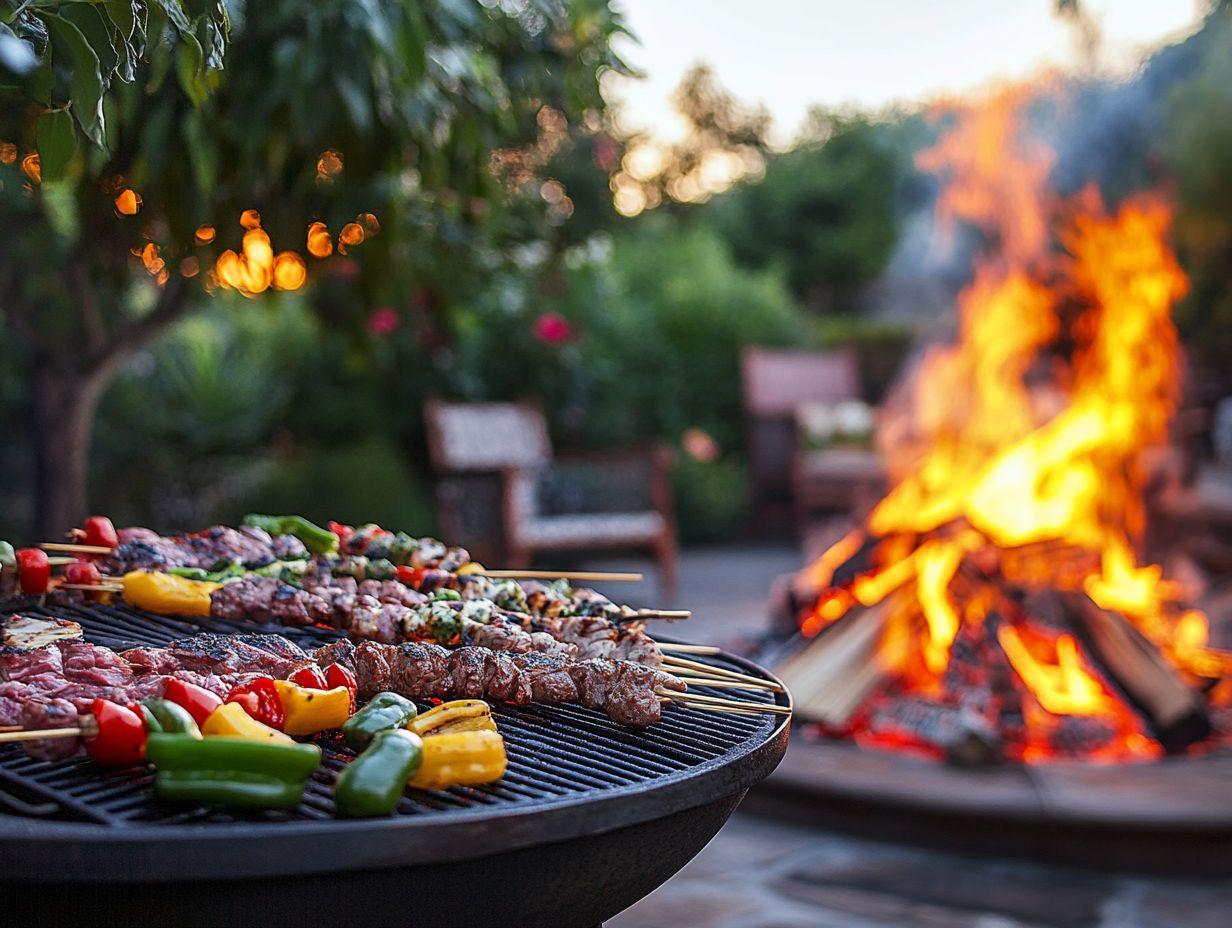 A fire pit demonstrating the direct heat zone for grilling