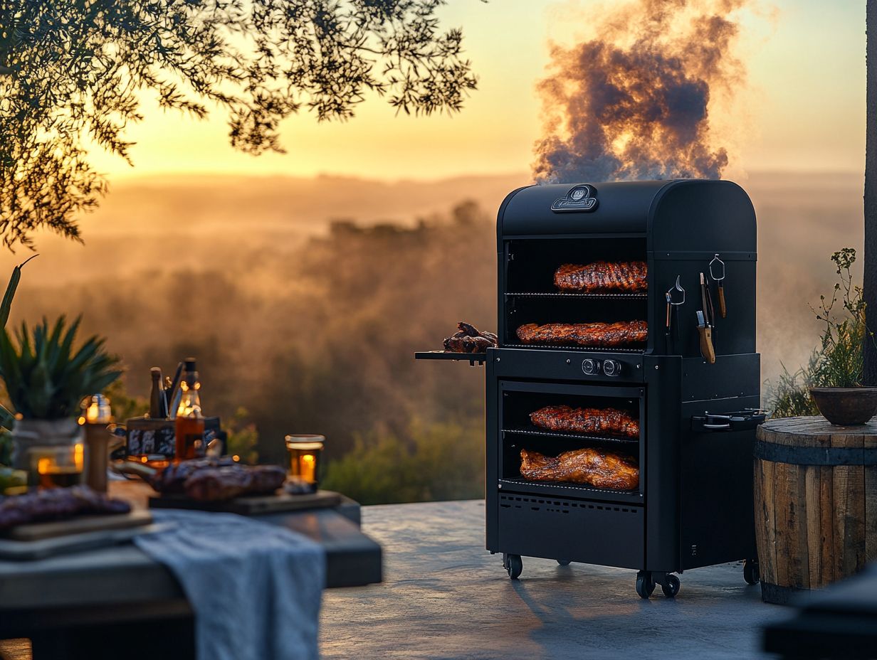 An infographic showing temperature and cooking time recommendations for various meats using Traeger Grills