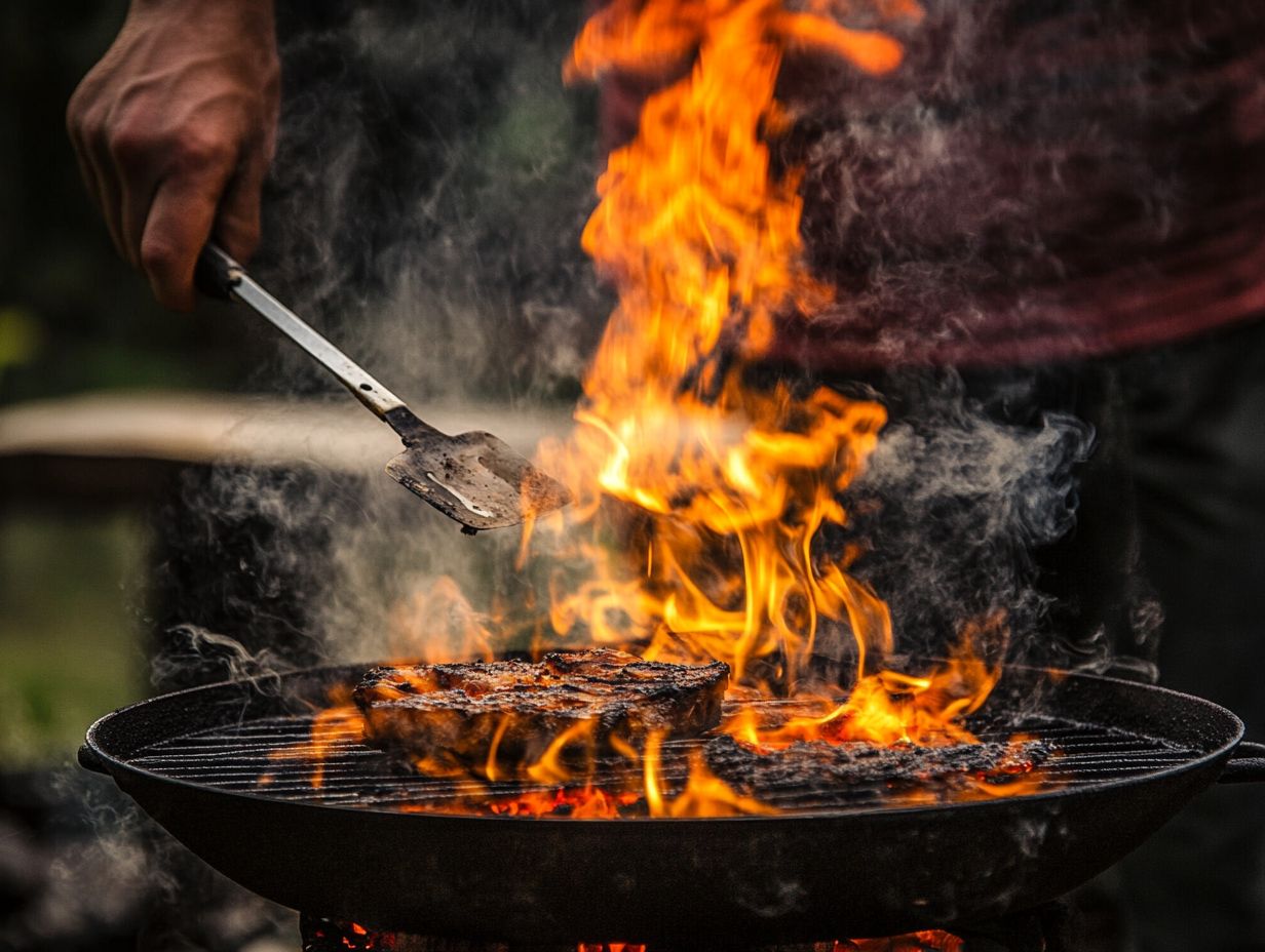 Graphic depicting frequently asked questions about outdoor cooking hazards.